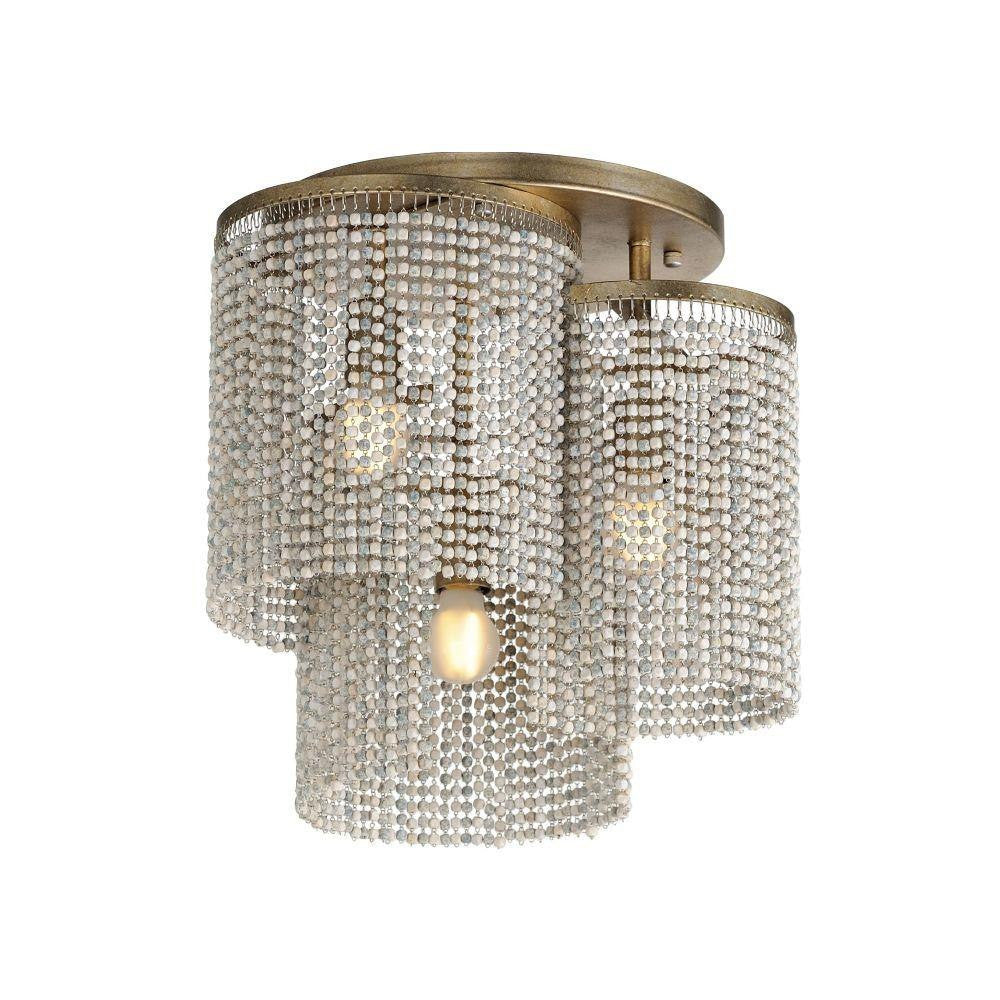 Maxim Lighting 22463WWDGS Fontaine 3 Light Golden Silver Flush Mount Ceiling Light - Front View