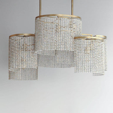 Maxim Lighting 22466WWDGS Fontaine 6 Light Golden Silver Linear Pendant - Side Angle View