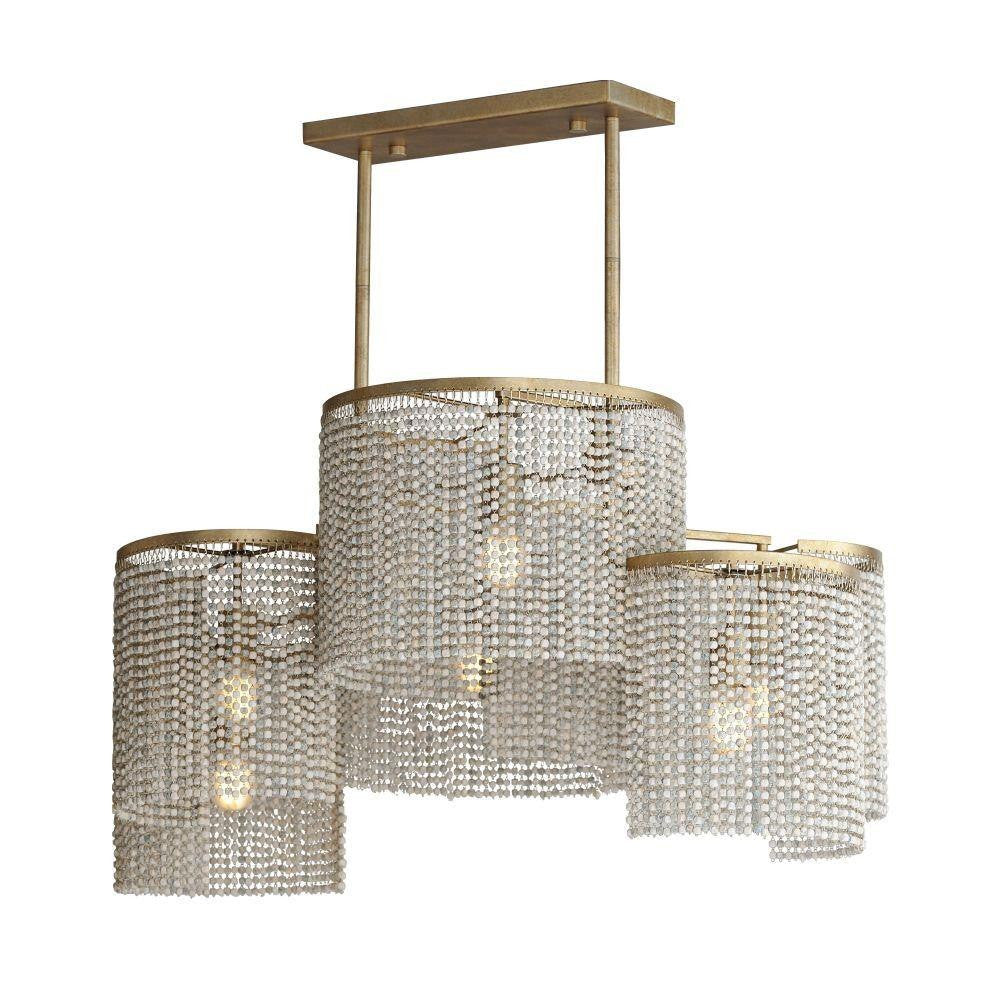 Maxim Lighting 22466WWDGS Fontaine 6 Light Golden Silver Linear Pendant Ceiling Light