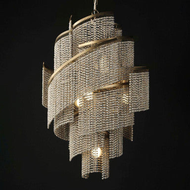 Maxim Lighting 22467WWDGS Fontaine Chandelier - Lit View on Dark Background Showing Illuminated Effect