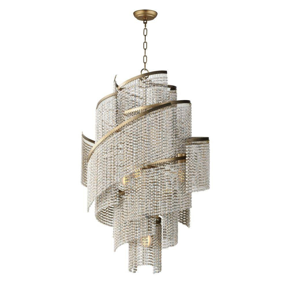 Maxim Lighting 22467WWDGS Fontaine 7 Light Golden Silver Chandelier - Front View on White Background