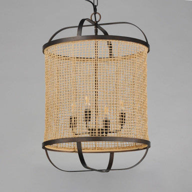Maxim Lighting 22474NAANB Cestino 4 Light Pendant Front View on Gray Background