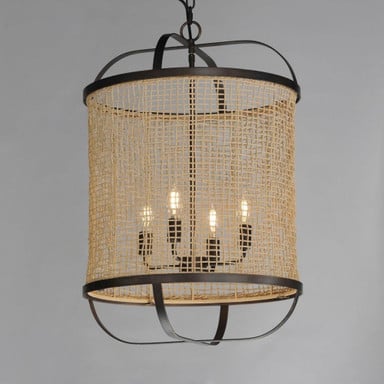 Maxim Lighting 22474NAANB Cestino 4 Light Pendant Side View on Gray Background