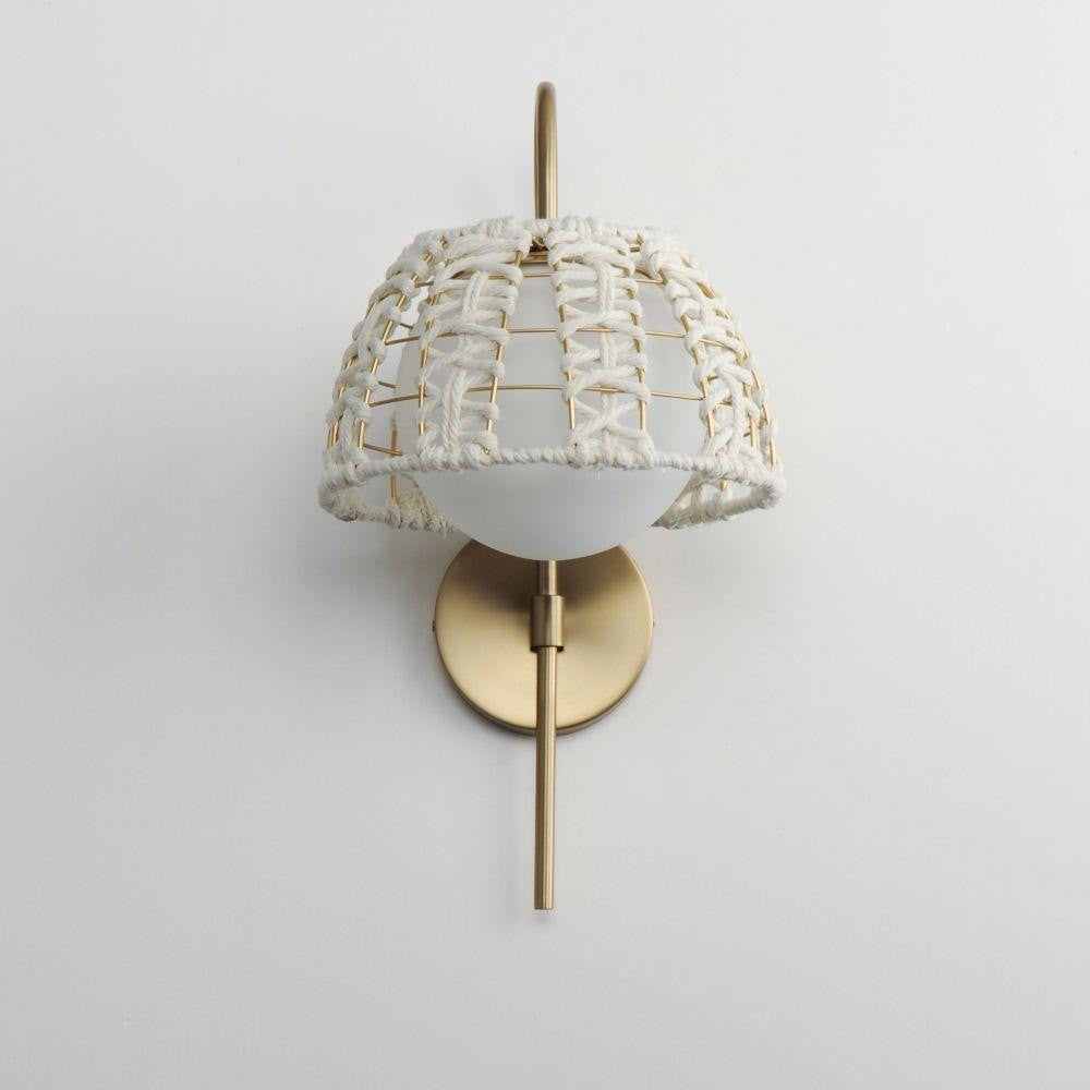 Maxim Lighting 22481SWGLD Macrame Wall Sconce Front Detail - Gold Frame with Handwoven White Rope Shade