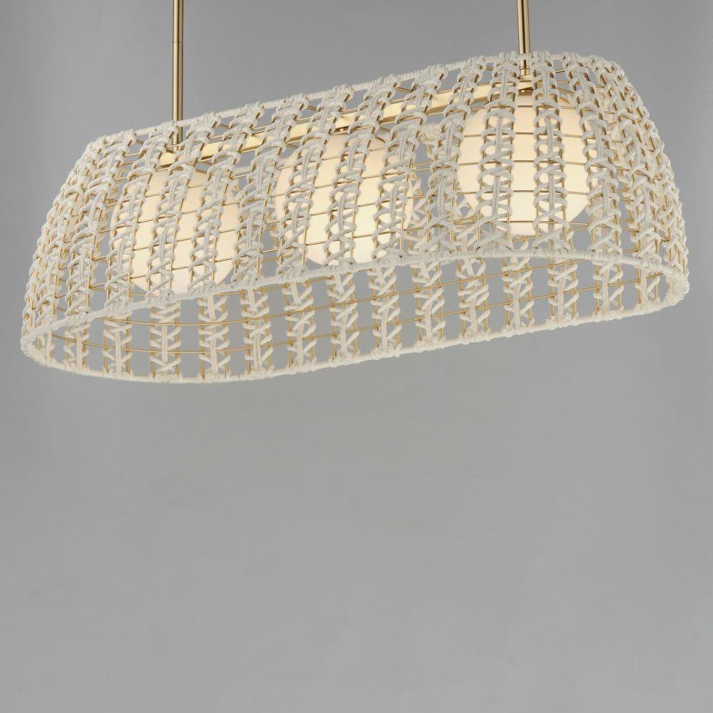 Maxim Lighting 22483SWGLD Macrame 3 Light Gold Linear Pendant - Close-Up Front View