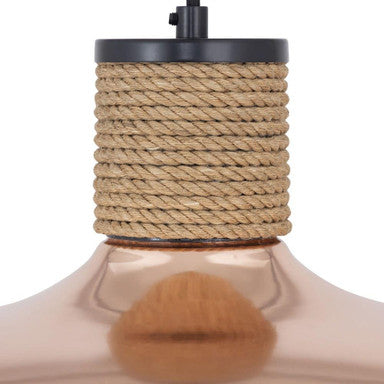 Maxim Lighting 22494CP Bingham 1 Light Copper Pendant - Rope Detail Close-Up
