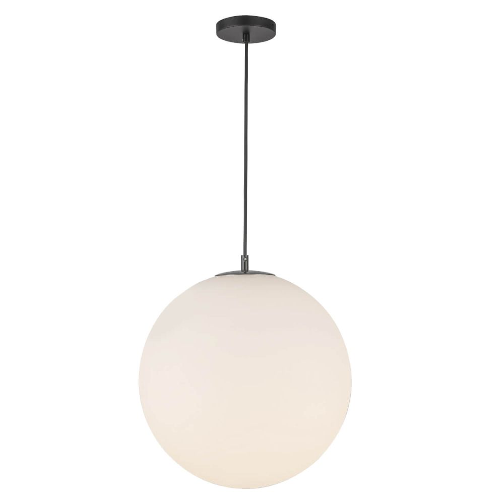 Kuzco Lighting PD34616-BK/OP Marco 1 Light 16 inch Pendant in Black with Opal Glass Shade, Voltage 120V, Wattage 60W