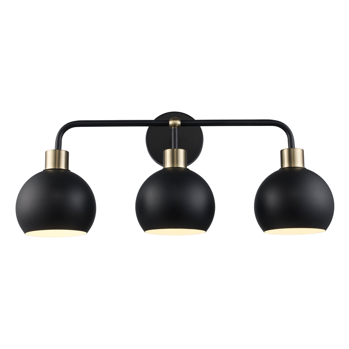 Trans Globe Lighting Indigo 3 light bath vanity wall light in black and antique gold