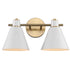 Trans Globe Lighting 22592 AG-WH ForgeLume 2 light bath vanity wall light in antique gold and white