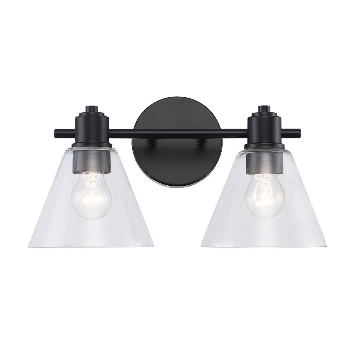Trans Globe Lighting 22592 BK-CL ForgeLume 2 light black vanity wall light