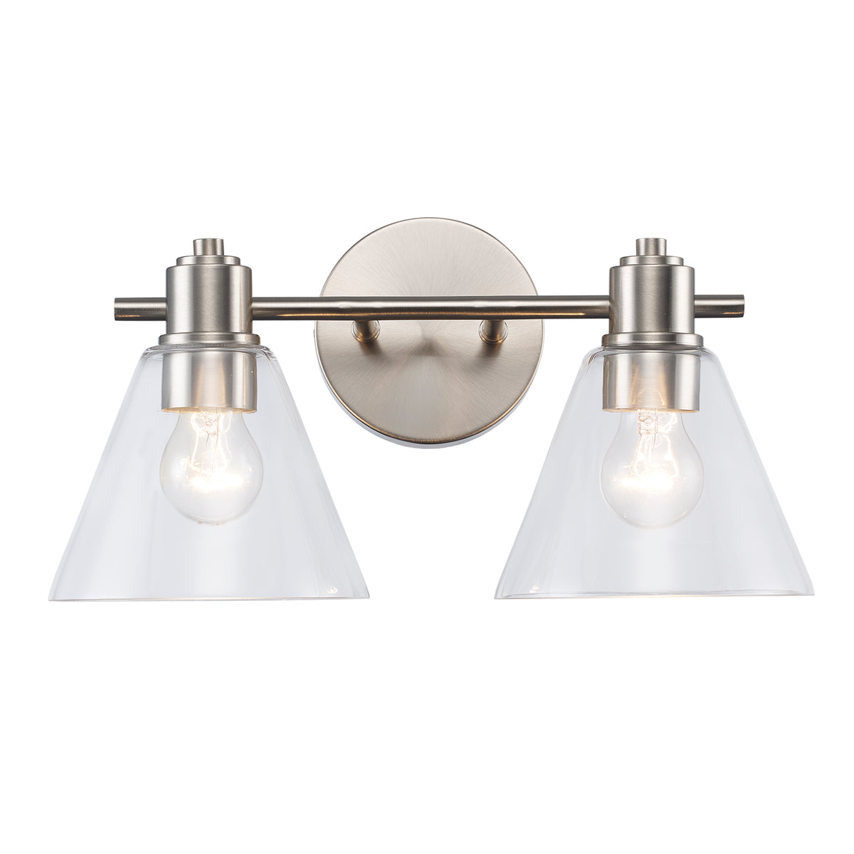 Trans Globe Lighting 22592 BN-CL ForgeLume 2 light vanity bar in brushed nickel