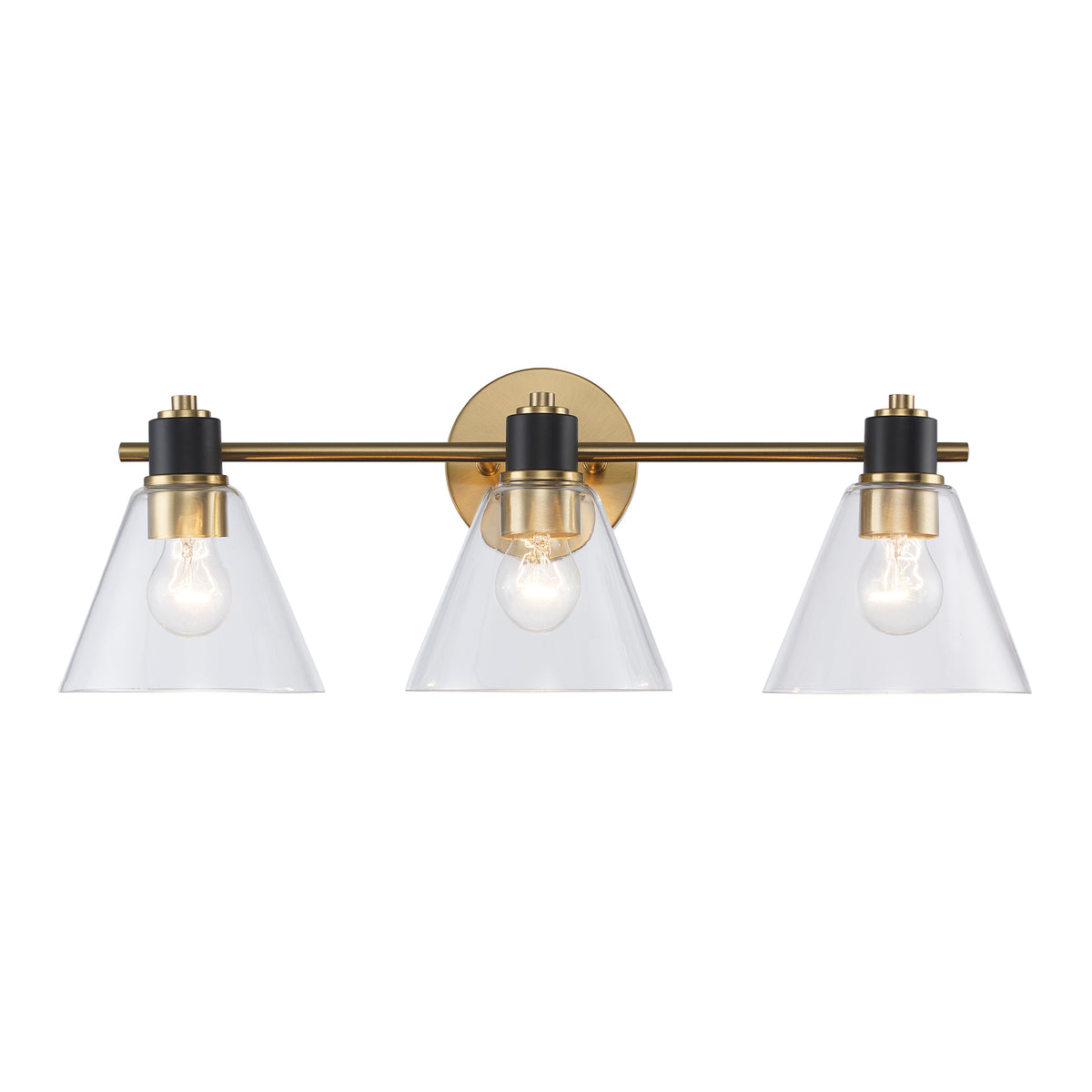 Trans Globe Lighting 22593 AGBK-CL ForgeLume 3 light vanity bar front view