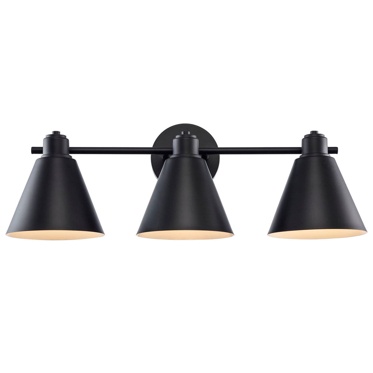 Trans Globe Lighting 22593 BK ForgeLume 3 light black bath vanity wall light front view