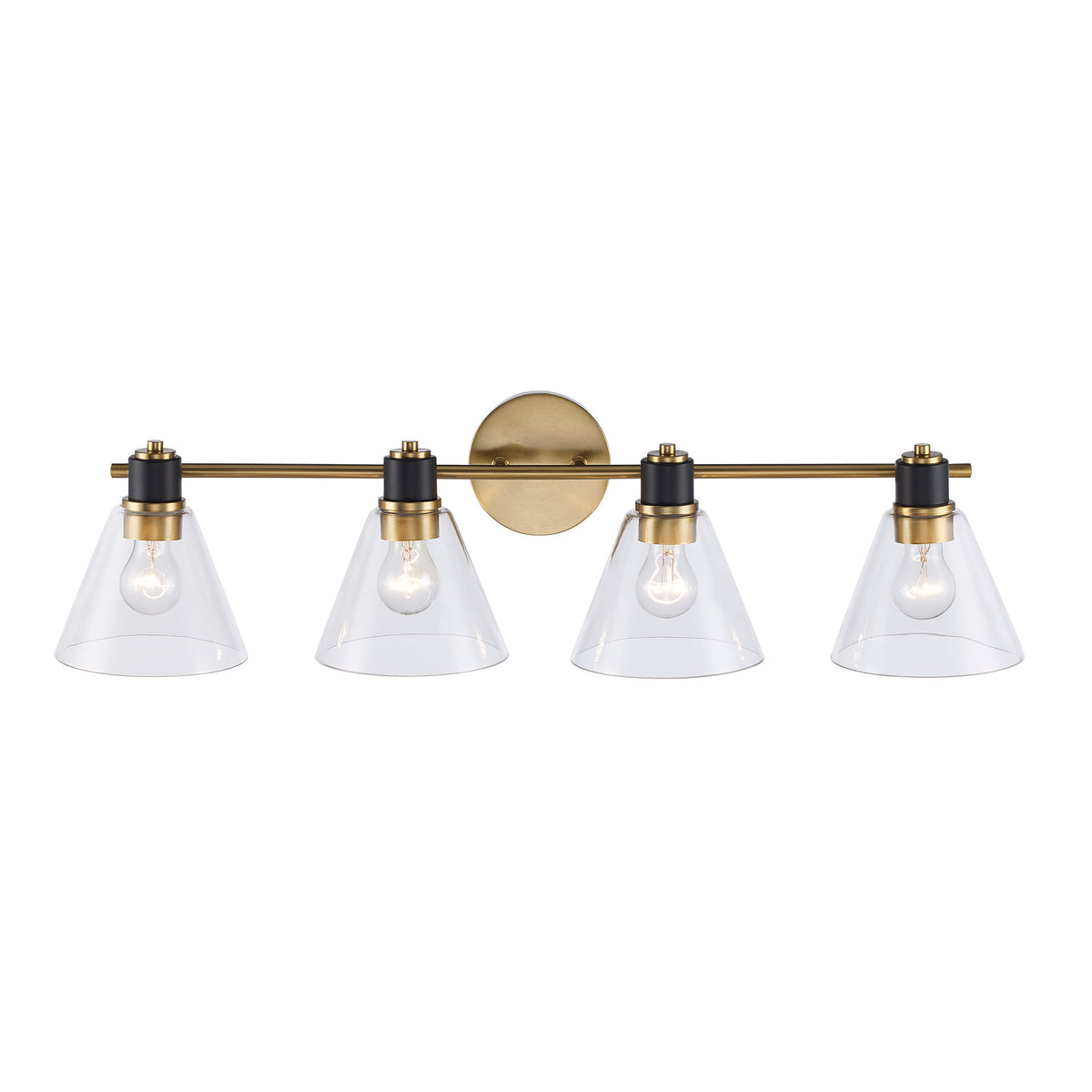 Trans Globe Lighting 22594 AGBK-CL ForgeLume 4 light bath vanity wall light front view