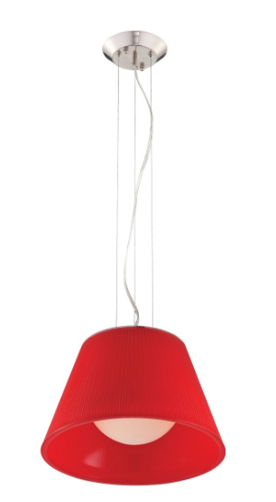 Eurofase Lighting 23067-028 Ribo - 13 Inch - Pendant Light - Chrome Finish - Red Shade