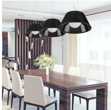 Eurofase Lighting 23068-032 Ribo - 20 In - Pendant Light - Chrome Finish - Black Shade