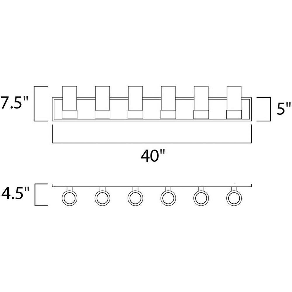 Maxim Lighting 23076CLFTPC/BUL Silo 6 Light Bath Vanity Wall Light Dimensions Diagram