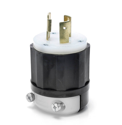 Leviton 2321 Locking Plug, 20 Amp, 250 Volt, Industrial Grade, Black & White