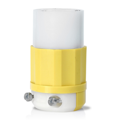 Leviton 2323-CY Locking Connector, 20 Amp, 250 Volt, Industrial Grade, Yellow & White