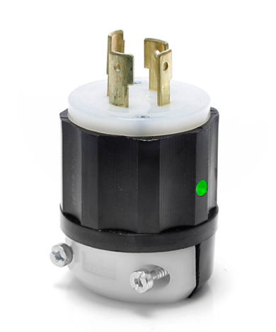 Leviton 2331-PLC Locking Plug, 20 amp, 277 Volt, Industrial Grade, Power Indication, Black & White