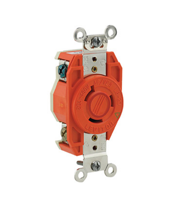 Leviton 2340-IG 20 Amp, 480 Volt, Flush Mount Locking Receptacle, Industrial Grade