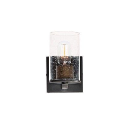 Maxim Lighting 11843CDSN Sleek 1 Light Satin Nickel Bath Vanity Wall Sconce with Seedy Glass Shade