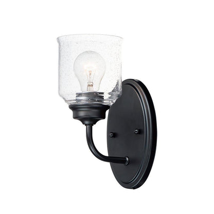 Maxim Lighting 12261CDBK Acadia 1 Light Black Bath Vanity Wall Sconce with Seedy Glass Shade