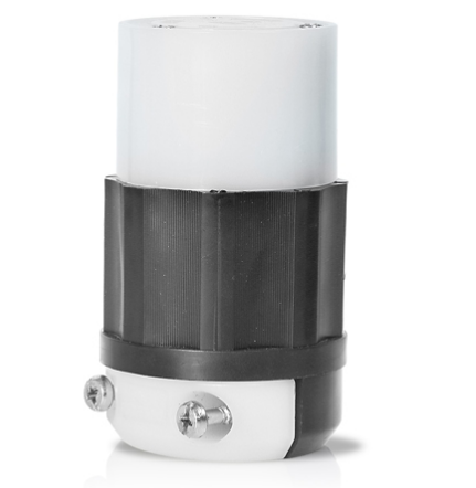 Leviton 2343 Locking Plug, 20 Amp, 480 Volt, Industrial Grade, Black & White