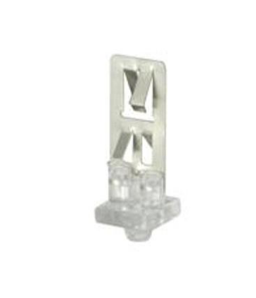 Leviton 23452-MTL Lamp end support clip, long version, snap-in stainless steel with lexan base, for use with long twin tube fluorescent with horizontally installed 2G11 base.