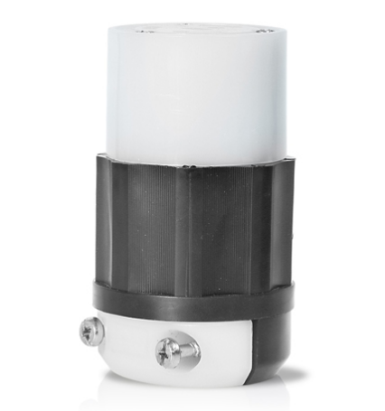 Leviton 2363 Locking Connector, 20 Amp, 125/250 Volt, Industrial Grade, Black & White