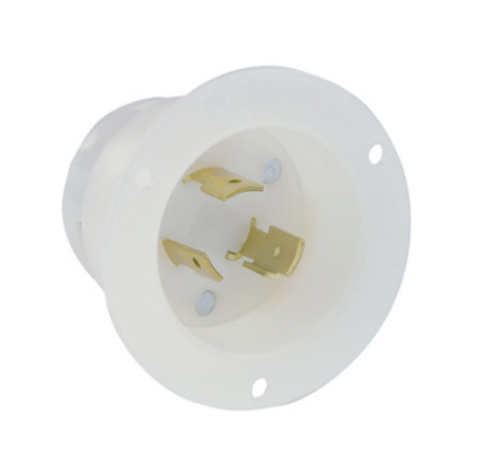 Leviton 2365 20 Amp, 125/250 Volt, Flanged Inlet Locking Receptacle, Industrial Grade