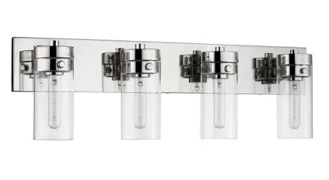 Nuvo 60-7634 Intersection Vanity 4-Light, Wattage 60W, Voltage 120V, Polished Nickel/Clear Glass