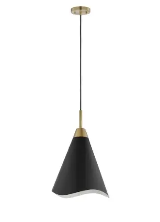Nuvo 60-7476 Tango Pendant, 1 Light, Wattage 60W, Voltage 120V, Black/Burnished Brass, Large
