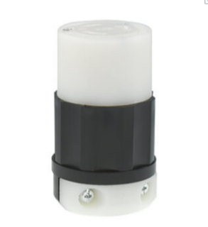 Leviton 2373 Industrial Grade Locking Connector, 20A, 3P, NEMA L11-20R - Black/White (250V)