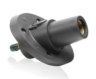 Leviton 23R24-SE  23 Series Panel Mount Receptacle, Female, 690A Max, 600V 30 Degree Angle, 1.125", Threaded Stud Termination, 250-777 MCM Cable Range, Black Finish