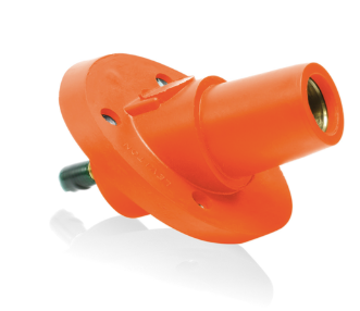 Leviton 23R24-SO 23 Series Panel Mount Receptacle, Female, 690A Max, 600V 30 Degree Angle, 1.125", Threaded Stud Termination, 250-777 MCM Cable Range, Orange Finish