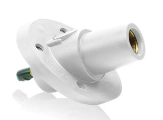 Leviton 23R24-SW 23 Series Panel Mount Receptacle, Female, 690A Max, 600V 30 Degree Angle, 1.125", Threaded Stud Termination, 250-777 MCM Cable Range, White Finish