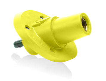 Leviton 23R24-SY 23 Series Panel Mount Receptacle, Female, 690A Max, 600V 30 Degree Angle, 1.125", Threaded Stud Termination, 250-777 MCM Cable Range, Yellow Finish