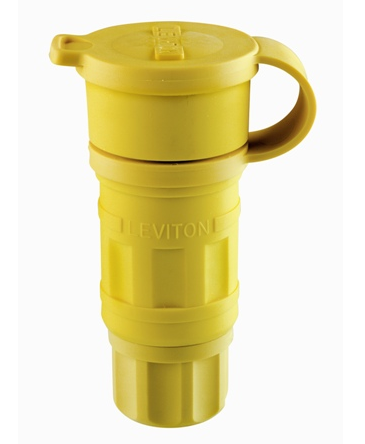 Leviton 23W07 23 20A, 347V NEMA L-24-20, 2P, 3W, Connector, Locking Blade, Grounding, Wetguard, Yellow Finish
