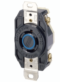 Leviton 2420 Industrial Grade Locking Receptacle, 20A, 3P, NEMA L15-20R, Black, 250V