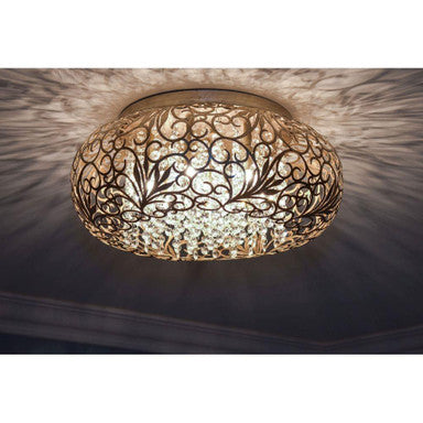 Maxim Lighting 24150BCGS Arabesque Flush Mount Ceiling Light installed and lit in room setting