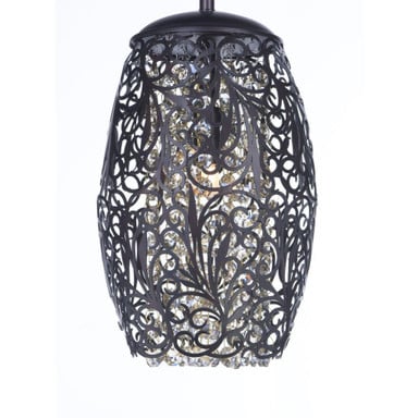 Maxim Lighting 24153BCGS Arabesque Mini Pendant close-up of filigree metalwork and crystal detail