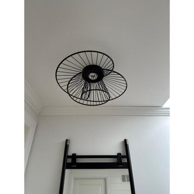 Maxim Lighting 24170BK Zeta Black LED Flush Mount Ceiling Light installed on white ceiling close-up