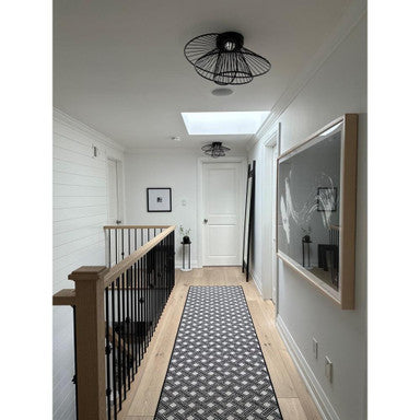 Maxim Lighting 24170BK Zeta Black LED Flush Mount Ceiling Light installed in hallway lifestyle view