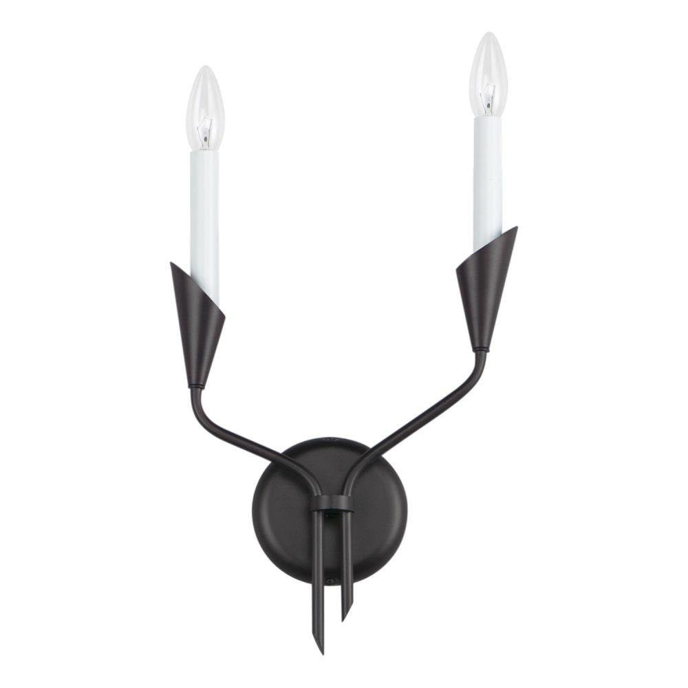 Maxim Lighting 24342BK Calyx 2 Light Black Wall Sconce on White Background