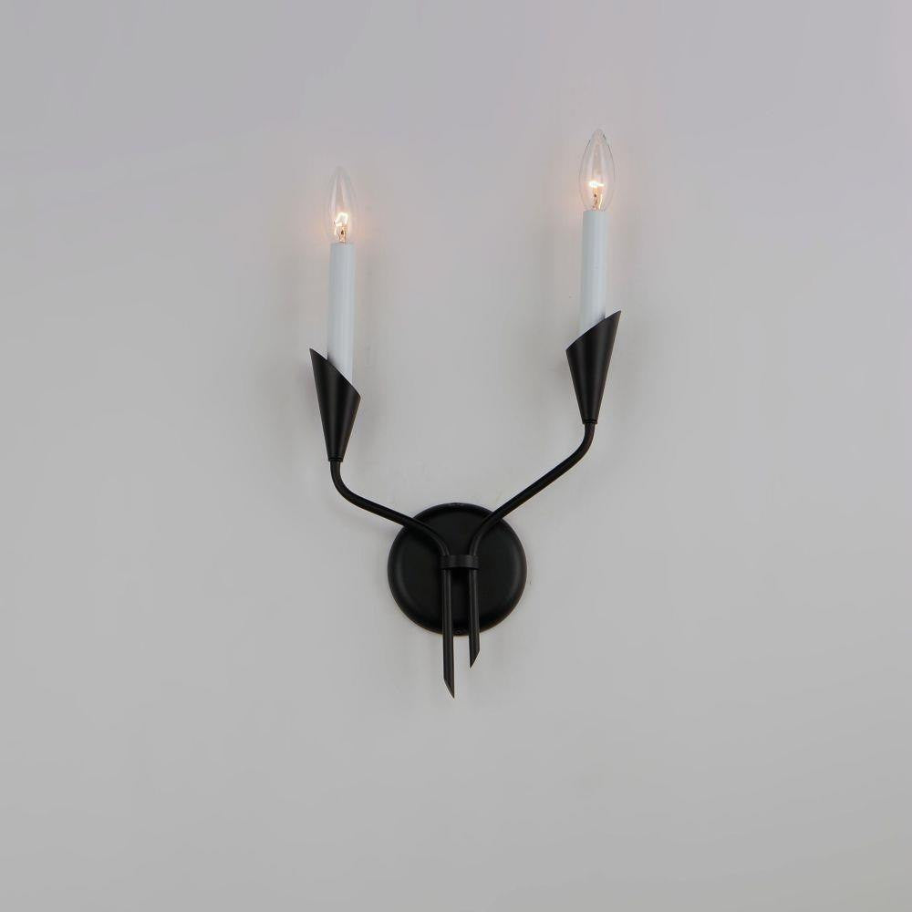 Maxim Lighting 24342BK Calyx 2 Light Black Wall Sconce Installed on Wall - Lit