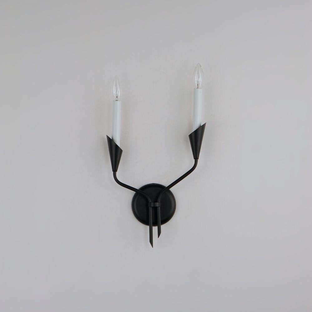 Maxim Lighting 24342BK Calyx 2 Light Black Wall Sconce Installed on Wall - Unlit