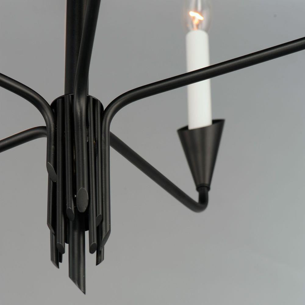 Maxim Lighting 24345BK Calyx 5 Light Black Chandelier - close-up of black steel body and white candle cover detail
