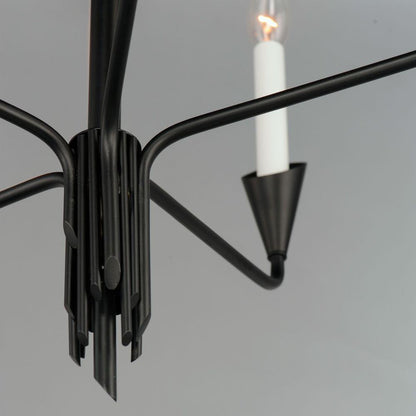 Maxim Lighting 24345BK Calyx 5 Light Black Chandelier - close-up of black steel body and white candle cover detail