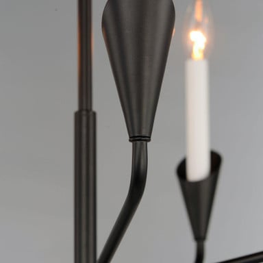 Maxim Lighting 24345BK Calyx 5 Light Black Chandelier - close-up of arm curve and candle holder detail